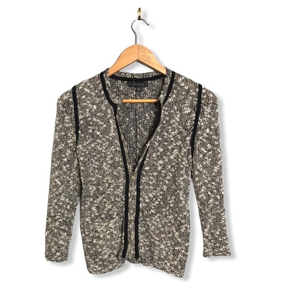 Ann Taylor | Detailed Chic Tweed Zip-Down Cardigan - Picture 5 of 8